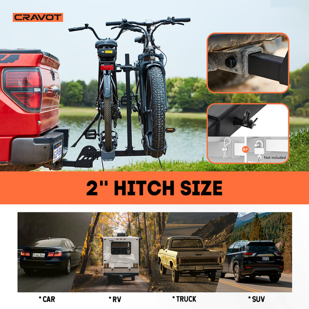 CRAVOT CyberRack E2 Foldable Hitch Bike Rack | 2’’ Receiver, 200 LBS Capacity