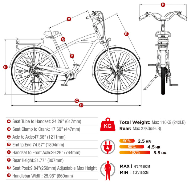 Young 350W Hybrid eBike SIZE